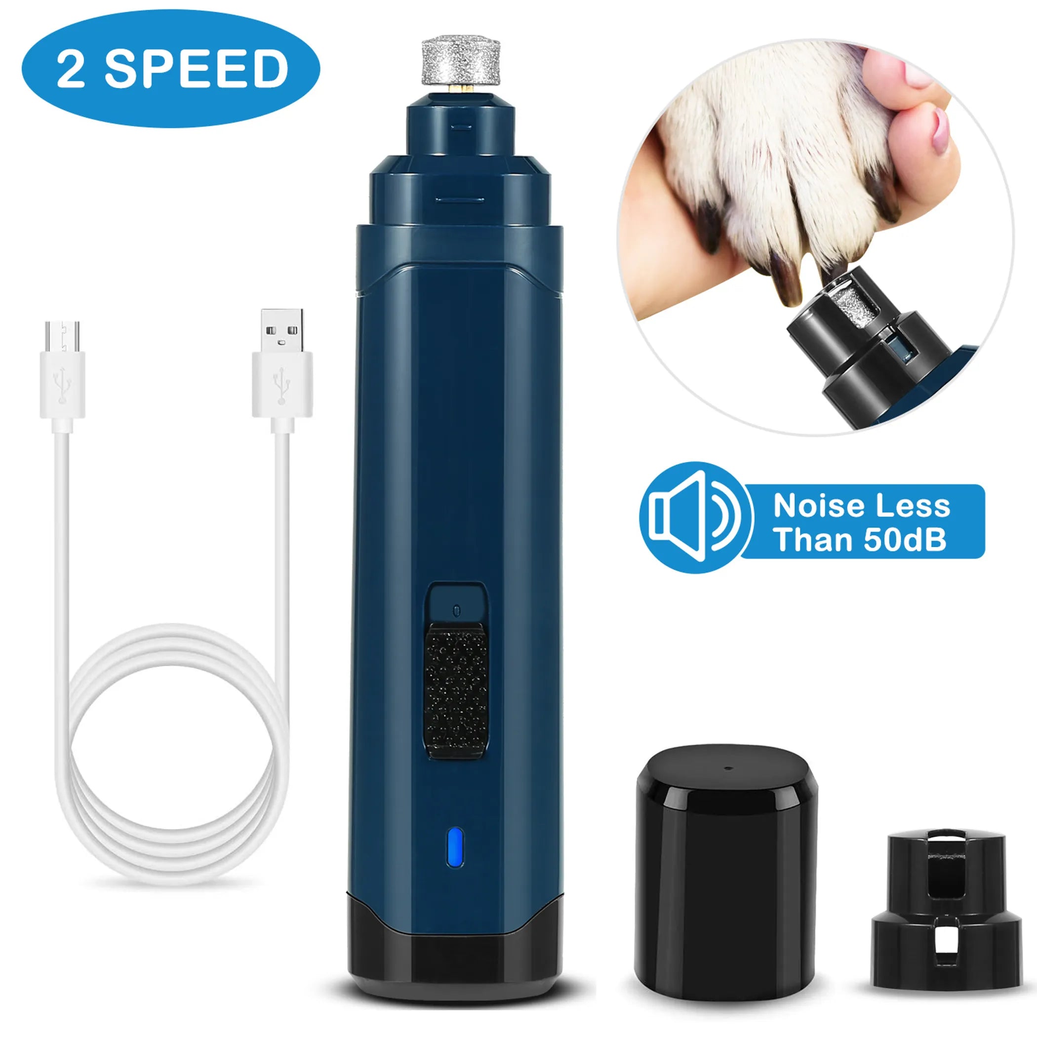 Professional Pet Nail Grinder | Whisper-Quiet, 2-Speed, Cordless & Rechargeable