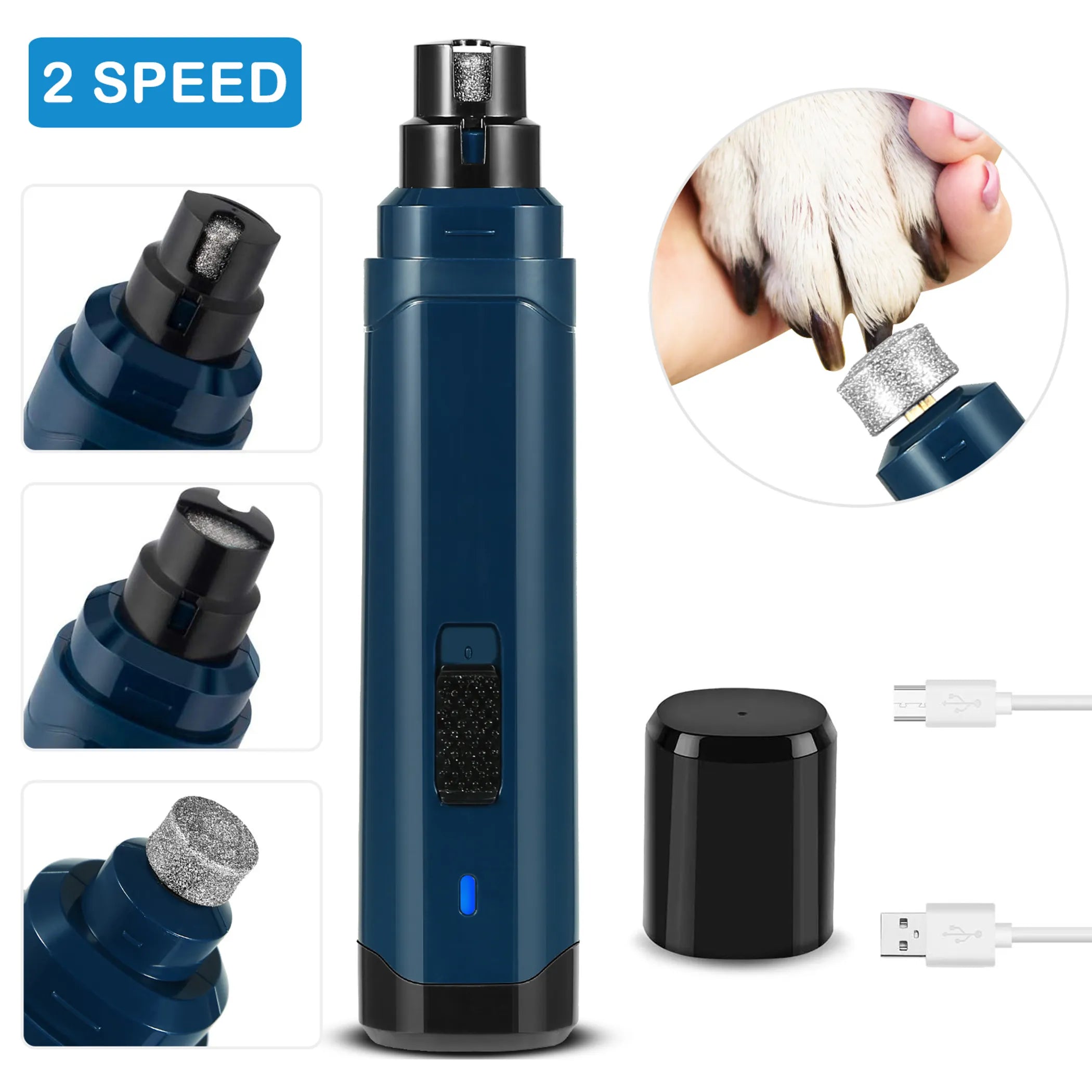 Professional Pet Nail Grinder | Whisper-Quiet, 2-Speed, Cordless & Rechargeable