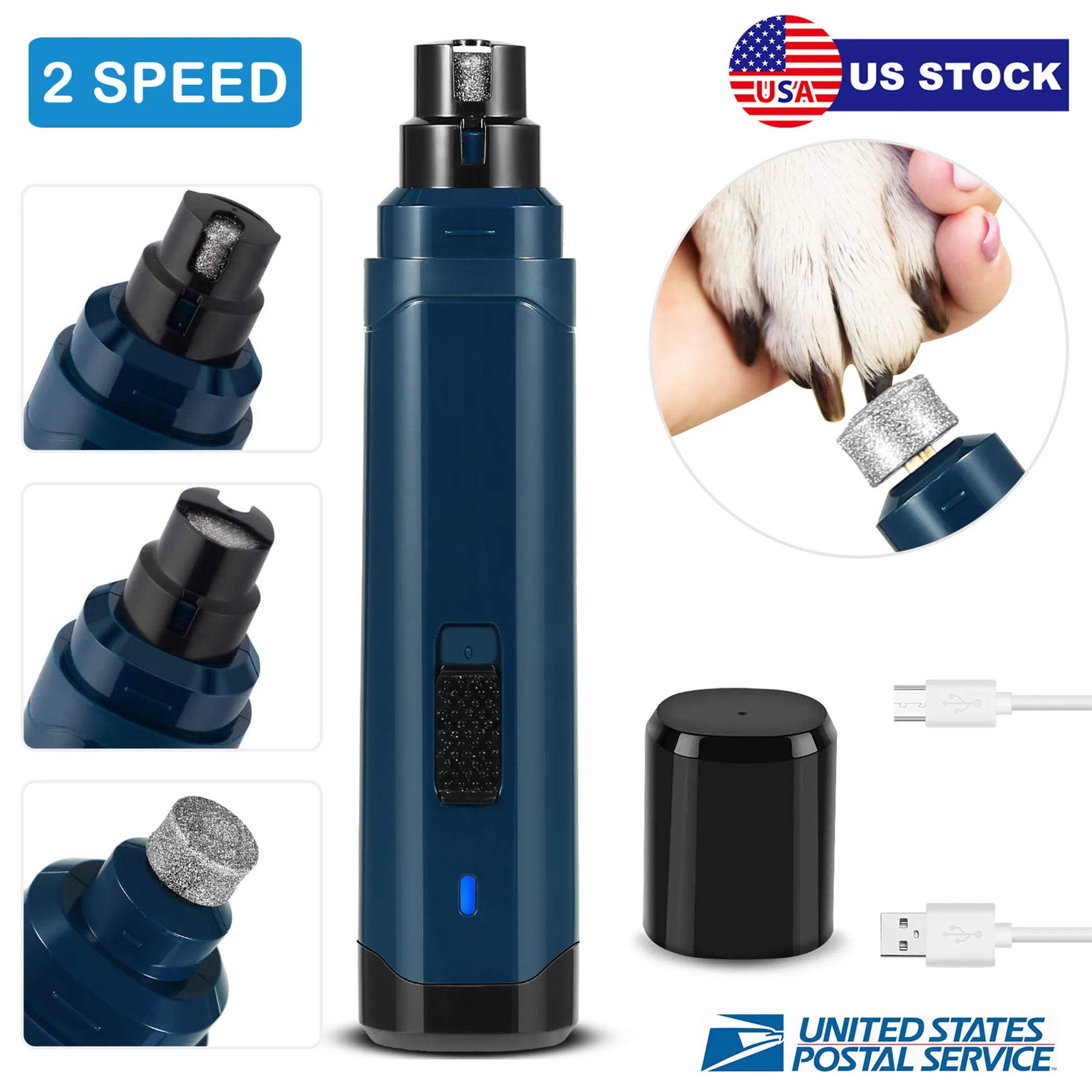 Professional Pet Nail Grinder | Whisper-Quiet, 2-Speed, Cordless & Rechargeable